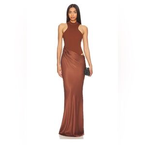 Estrella Maxi Dress in Nutshell Brown by Camila Coelho —Elegant Brown Dress